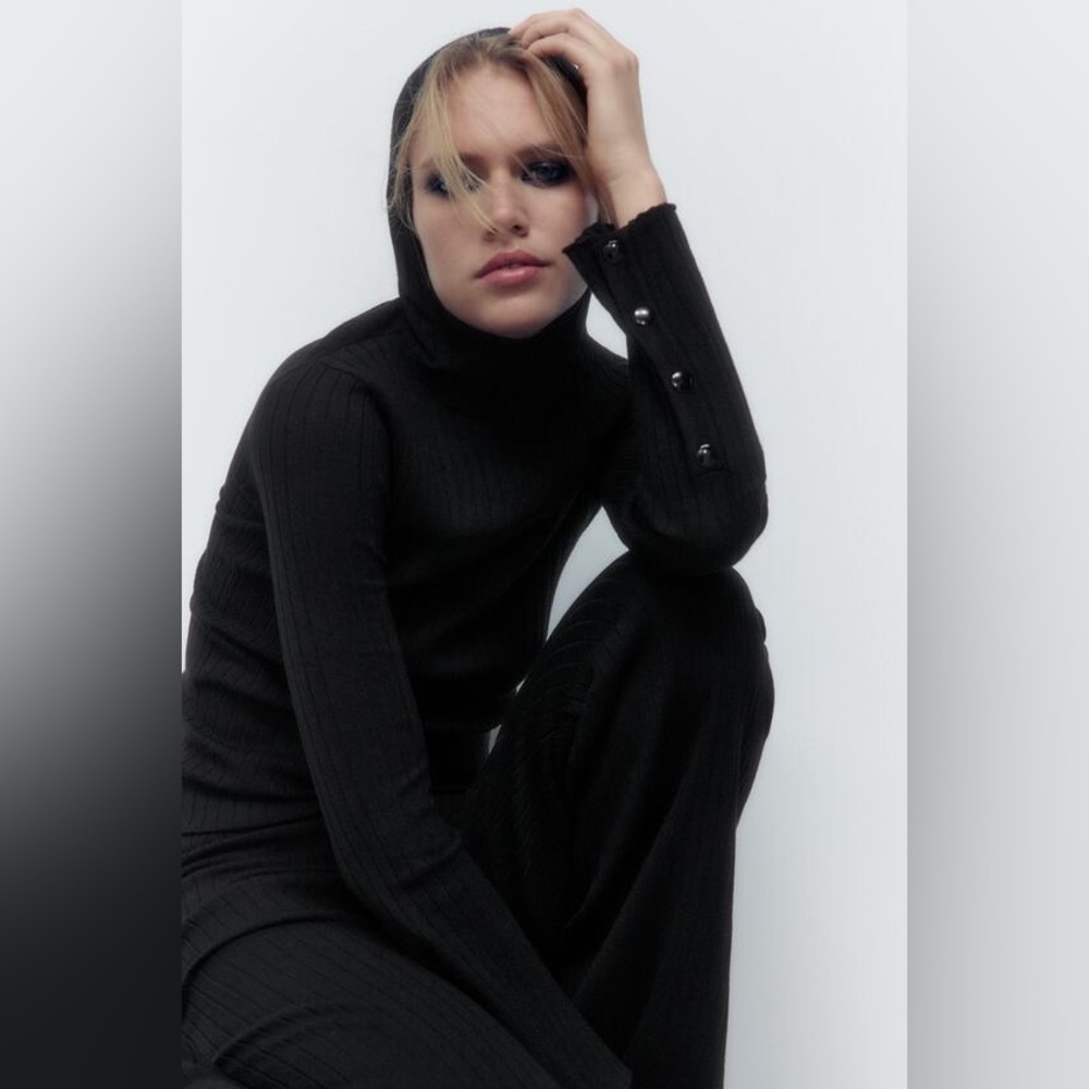 Zara Hooded Ribbed Sweater (Size S)